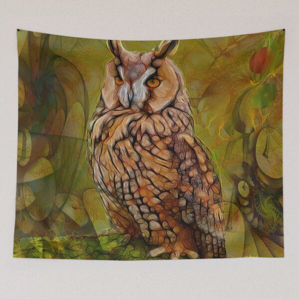 Item preview, Colorful Owl Artwork - Who Me - Wildlife Bird Art (Rectangular Version) designed and sold by studiobprints.