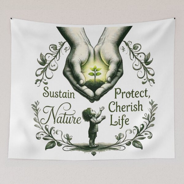 Item preview, Sustain Protect Cherish Nature Life Environment Seedling Hands Child Classic T-Shirt designed and sold by AnnDesignStudio.