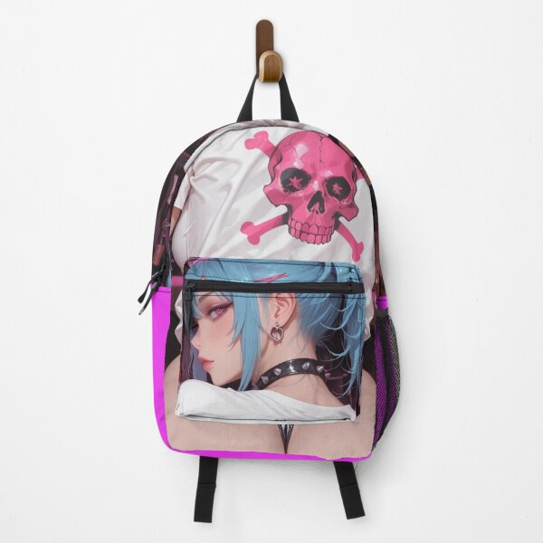 Item preview, Pink Skull Bar – Anime Punk Girl Art Print designed and sold by Planet Utoppia.