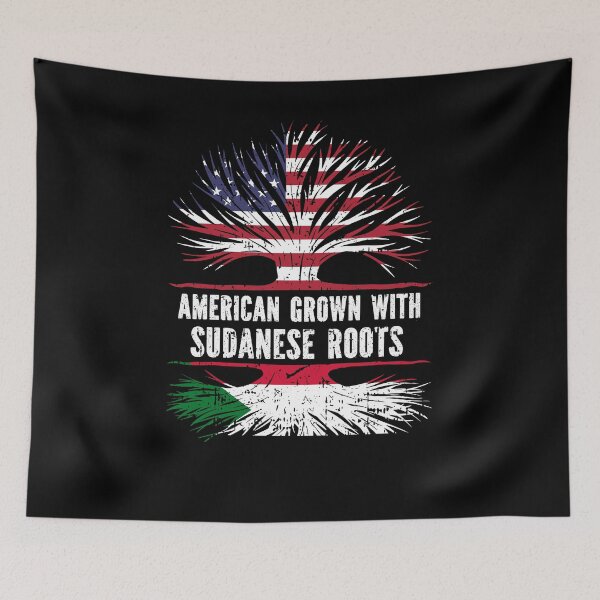 Item preview, American Grown with Sudanese Roots USA Flag designed and sold by CosmoKitsch.
