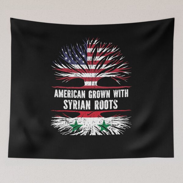 Item preview, American Grown with Syrian Roots USA Flag designed and sold by CosmoKitsch.