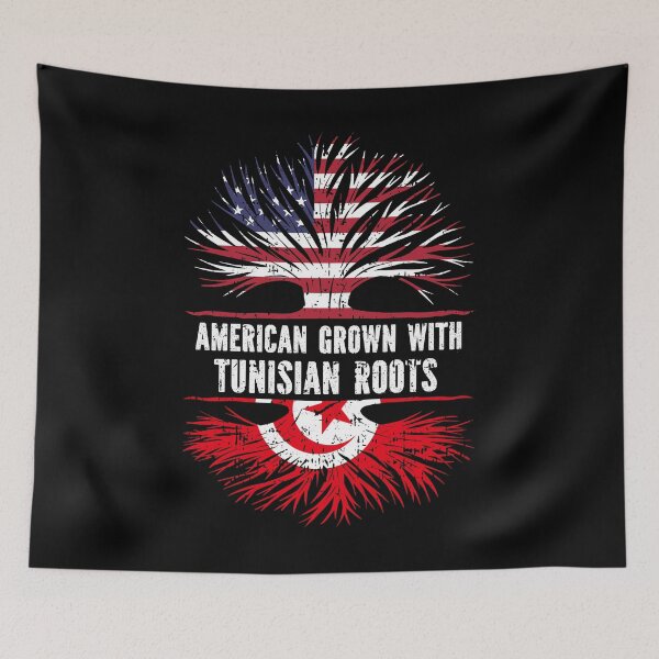 Item preview, American Grown with Tunisian Roots USA Flag designed and sold by CosmoKitsch.