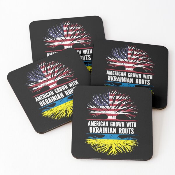 Item preview, American Grown with Ukrainian Roots USA Flag designed and sold by CosmoKitsch.