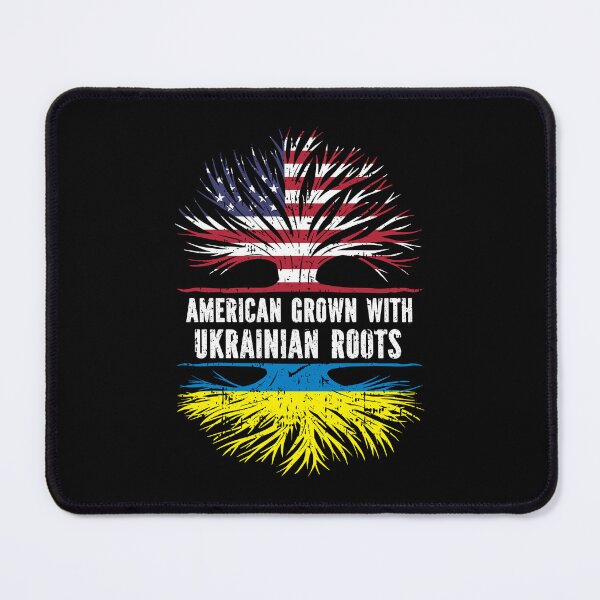 Item preview, American Grown with Ukrainian Roots USA Flag designed and sold by CosmoKitsch.