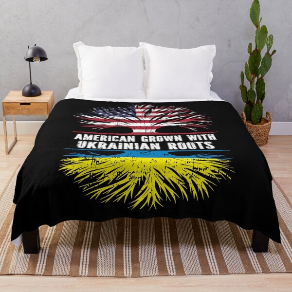Item preview, American Grown with Ukrainian Roots USA Flag designed and sold by CosmoKitsch.