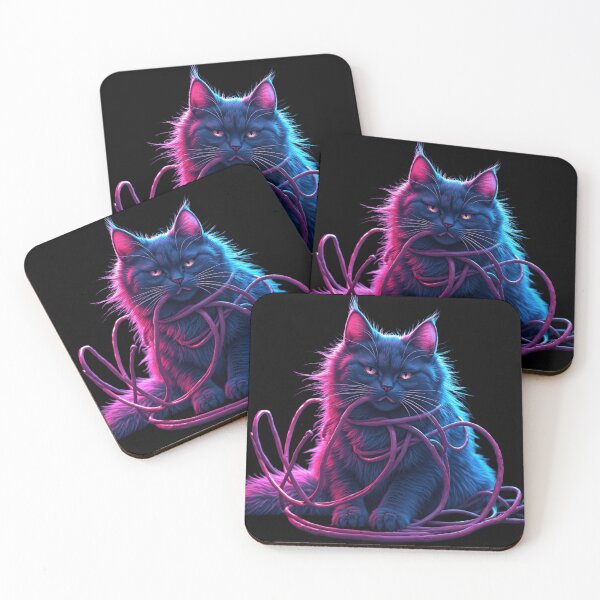 Item preview, Server Room Chaos Feral Cat Tangled Wires Cyberpunk designed and sold by Retro Mood Co.