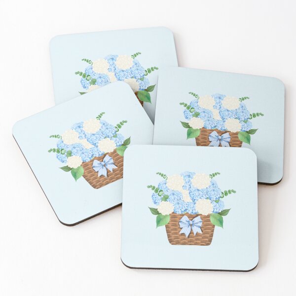 Item preview, Blue and White Hydrangeas in Wicker Basket designed and sold by Coastal Joy.