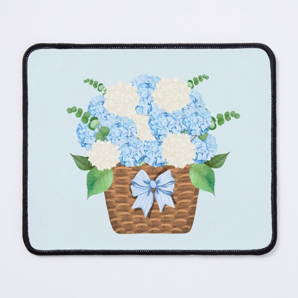 Item preview, Blue and White Hydrangeas in Wicker Basket designed and sold by Coastal Joy.