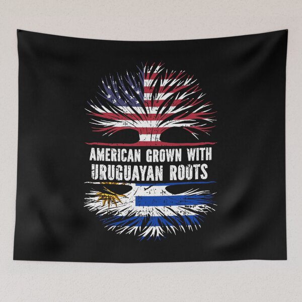 Item preview, American Grown with Uruguayan Roots USA Flag designed and sold by CosmoKitsch.