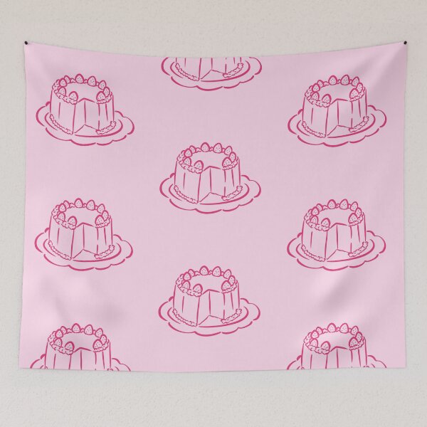 Item preview, Strawberry Cake Line Art – Pink Doodle Illustration designed and sold by EmeraldeaArt.