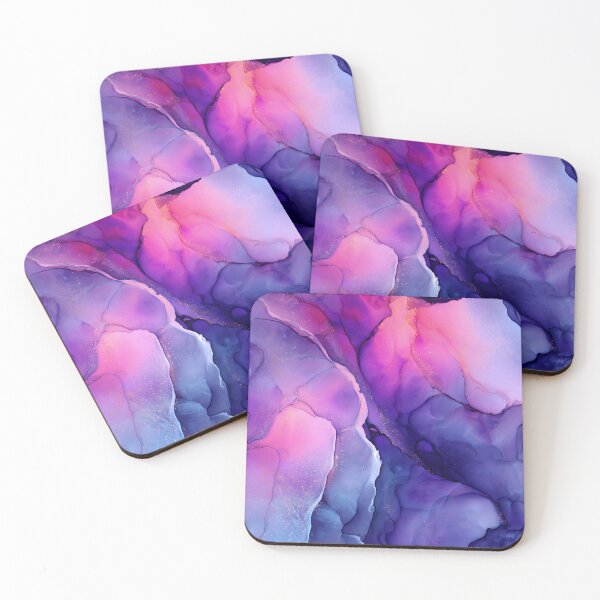 Item preview, Vibrant Cosmic Alcohol Ink Fluid Art in Purple Pink Blue with Glitter Sparkles designed and sold by EK-World.