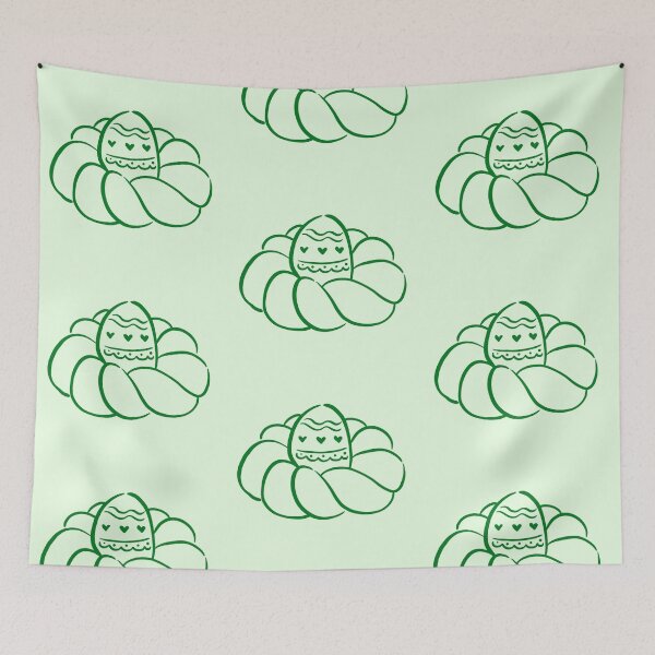 Item preview, Easter Braided Bread Wreath – Green Doodle Line Art designed and sold by EmeraldeaArt.