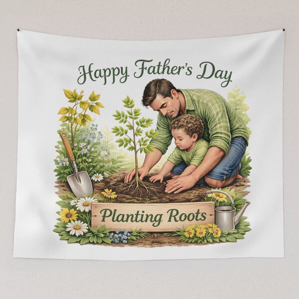 Item preview, Happy Father's Day Planting Roots Dad Child Garden Tree Gardening Gift Classic T-Shirt designed and sold by AnnDesignStudio.