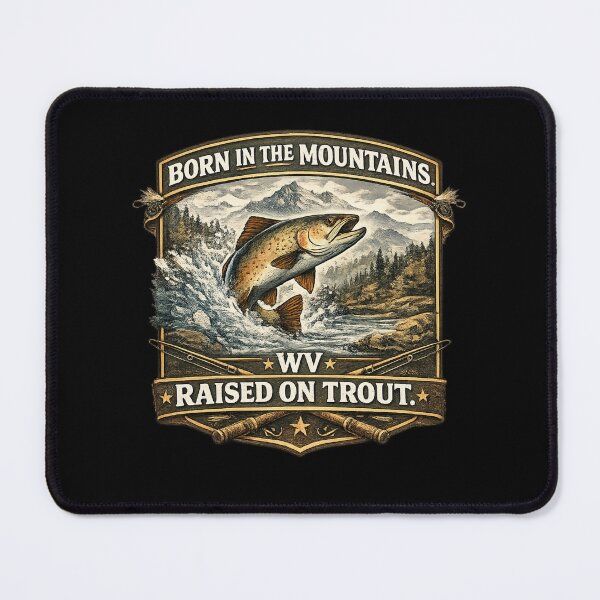 Item preview, Born in the Mountains Raised on Trout – West Virginia Fishing Shirt, Appalachian Trout Life designed and sold by WildWonderfulWear.