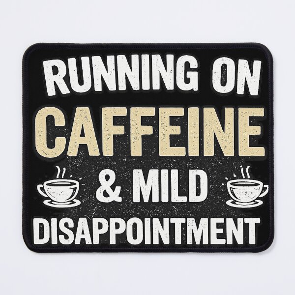 Item preview, Running on Caffeine & Mild Disappointment Funny Coffee Quote Vintage Design designed and sold by The Bearded Embroiderer.