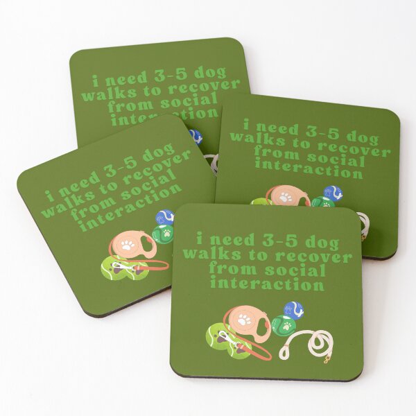 Item preview, Funny Introvert Dog Lover Quote - I Need 3-5 Dog Walks to Recover from Social Interaction. designed and sold by LunaPrintCo.