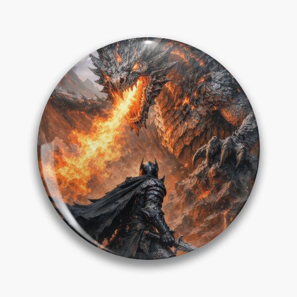 Item preview, Knight vs Fire Dragon Battle – Epic Dark Fantasy Warrior vs Dragon Artwork designed and sold by DrakariArt.