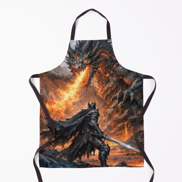 Item preview, Knight vs Fire Dragon Battle – Epic Dark Fantasy Warrior vs Dragon Artwork designed and sold by DrakariArt.