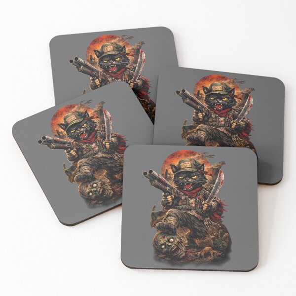 Item preview, Zombie Hunter Cat – Apocalypse Survivor with Machete designed and sold by BlackCat Vibe.