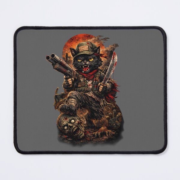 Item preview, Zombie Hunter Cat – Apocalypse Survivor with Machete designed and sold by BlackCat Vibe.