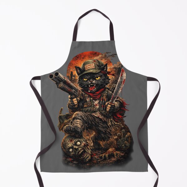 Item preview, Zombie Hunter Cat – Apocalypse Survivor with Machete designed and sold by BlackCat Vibe.