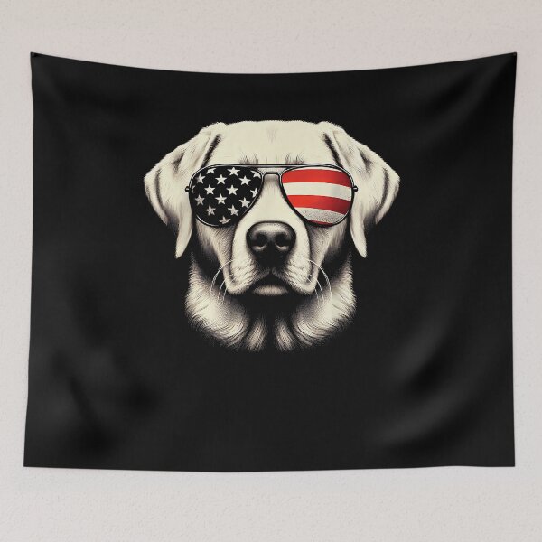 Item preview, Labrador American Flag Sunglasses 4th of July Patriotic Dog designed and sold by Goleon12.