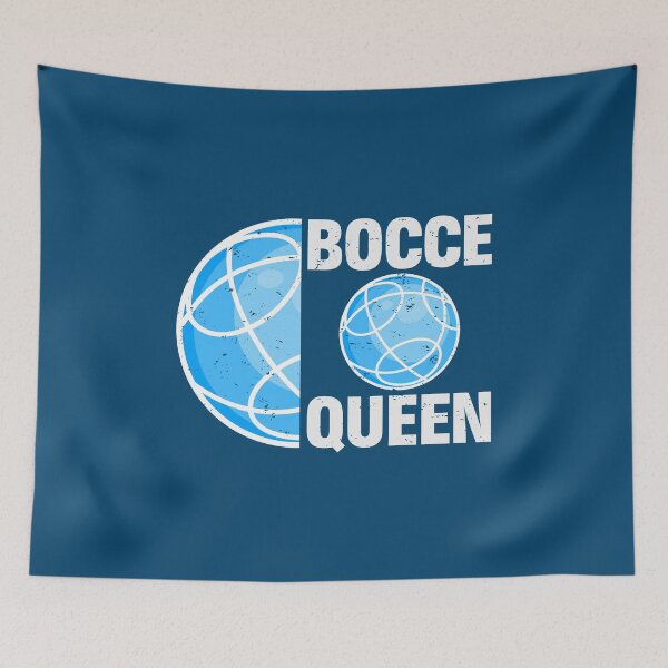 Item preview, Bocce Queen – Blue White Typography Design designed and sold by EmeraldeaArt.
