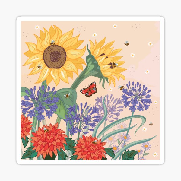 Sunflowers and Bees Sticker