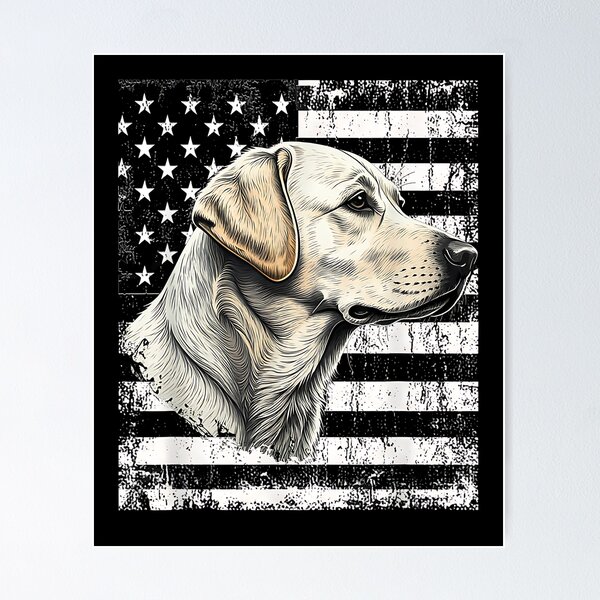 Item preview, Patriotic USA Flag Yellow Labrador Distressed Retro Design designed and sold by Goleon12.