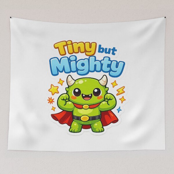 Item preview, Tiny But Mighty Cute Green Monster Superhero designed and sold by inaveed.