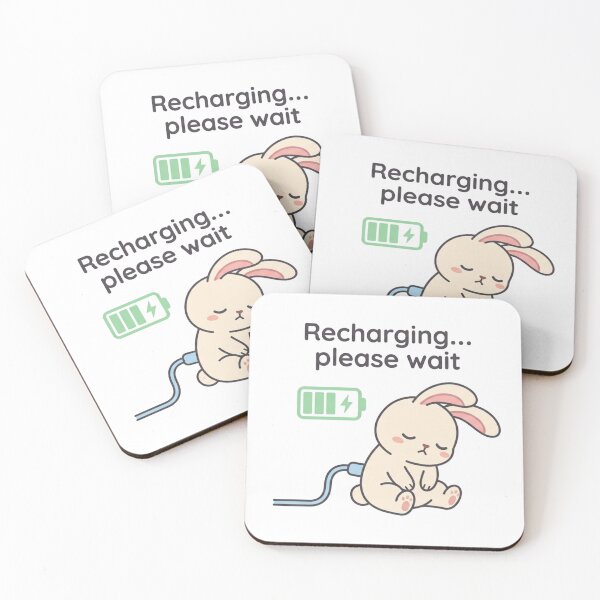 Item preview, Cute Bunny Recharging Please Wait designed and sold by Quiet Mode Studio.