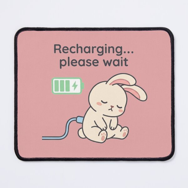 Item preview, Cute Bunny Recharging Please Wait designed and sold by Quiet Mode Studio.