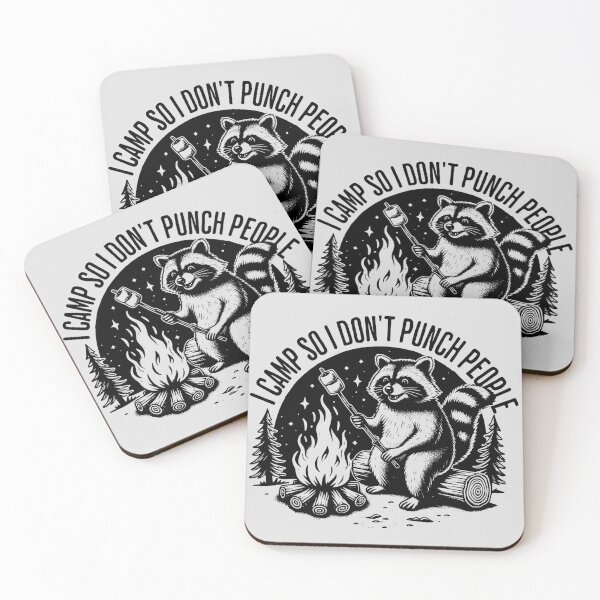Item preview, I Camp So I Don't Punch People Funny Raccoon Sarcastic Outdoors Camping designed and sold by Testarossi Designs.