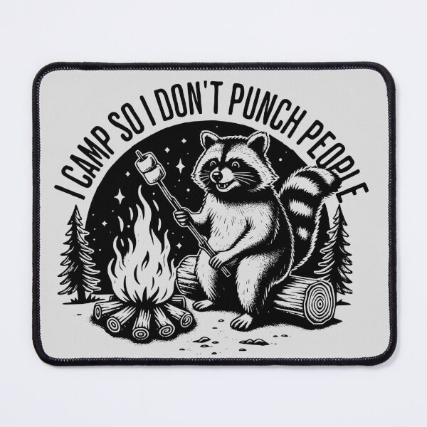 Item preview, I Camp So I Don't Punch People Funny Raccoon Sarcastic Outdoors Camping designed and sold by Testarossi Designs.