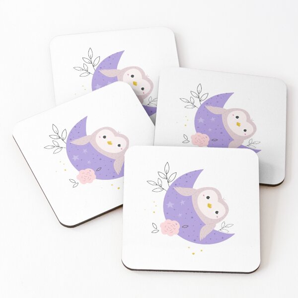 Item preview, Cute Owl Sleeping on Purple Moon – Kawaii Night Animal Illustration designed and sold by Shopchid.