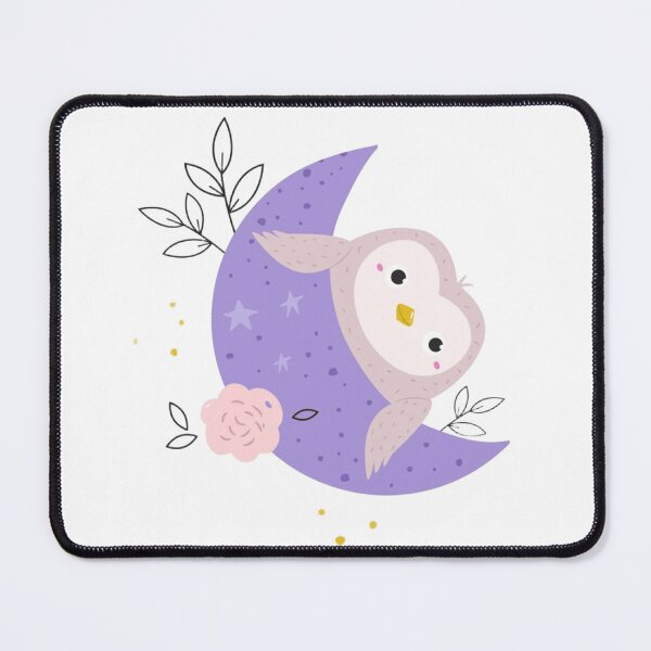Item preview, Cute Owl Sleeping on Purple Moon – Kawaii Night Animal Illustration designed and sold by Shopchid.