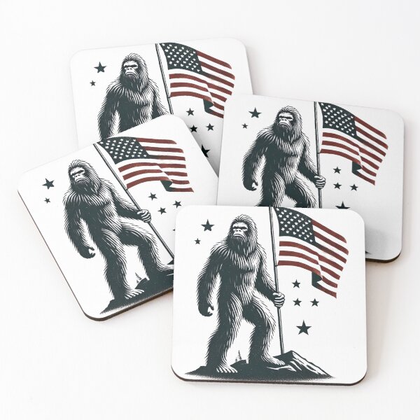 Item preview, Bigfoot with American Flag – Patriotic Sasquatch Design designed and sold by PaulaDesignCo.