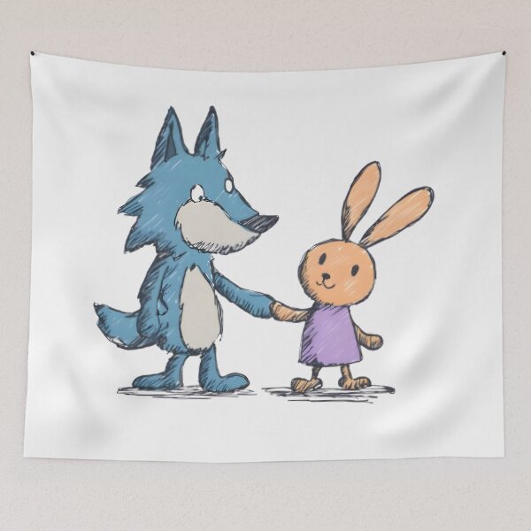 Item preview, Cartoon Wolf & Bunny designed and sold by Retro Whimsy.
