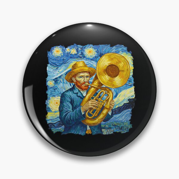 Item preview, Starry Night Van Gogh Playing Tuba Fine Art Parody designed and sold by TeeARTHY.