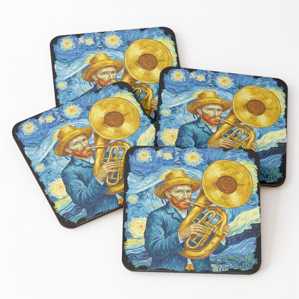 Item preview, Starry Night Van Gogh Playing Tuba Fine Art Parody designed and sold by TeeARTHY.