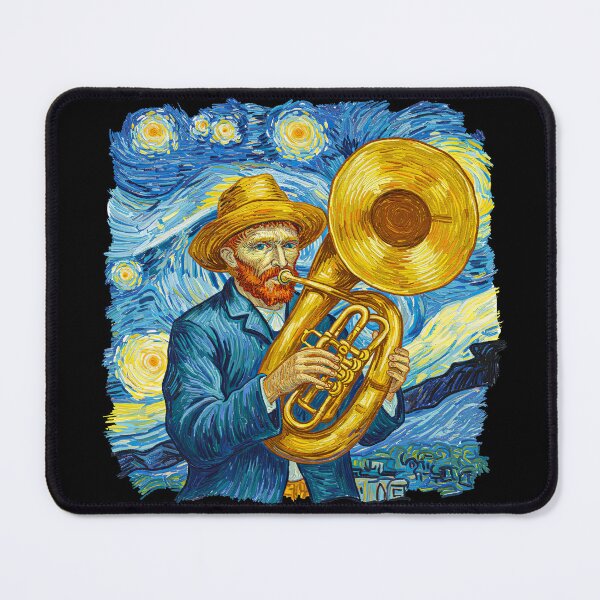 Item preview, Starry Night Van Gogh Playing Tuba Fine Art Parody designed and sold by TeeARTHY.