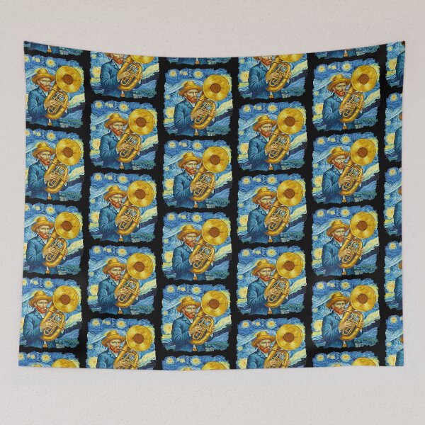 Item preview, Starry Night Van Gogh Playing Tuba Fine Art Parody designed and sold by TeeARTHY.