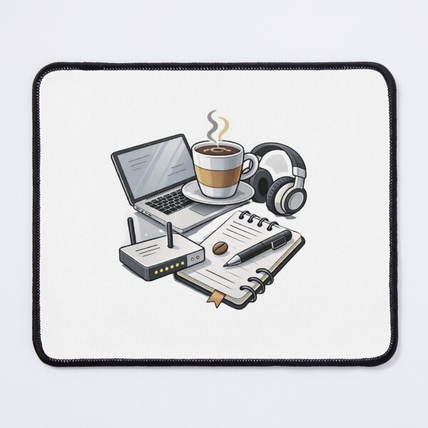 Item preview, Remote Work Setup Laptop Coffee Headphones Productivity Design designed and sold by ZYNORAworld.