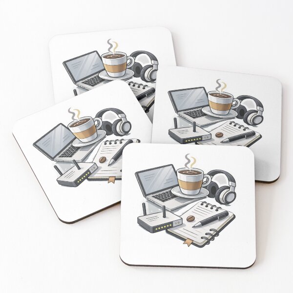 Item preview, Remote Work Setup Laptop Coffee Headphones Productivity Design designed and sold by ZYNORAworld.