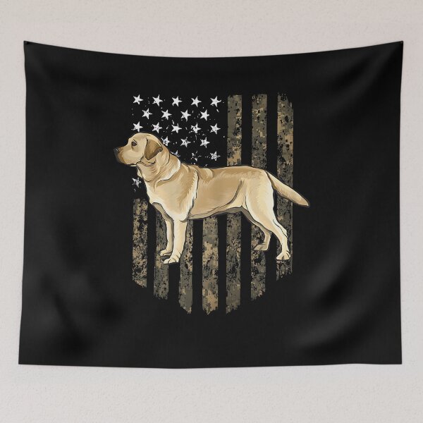 Item preview, Camo American Flag Yellow Labrador Retriever 4th of July USA designed and sold by Goleon12.