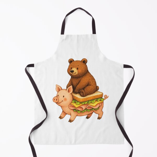 Item preview, Whimsical Brown Bear Sitting on a Pig Sandwich Art designed and sold by TeeARTHY.