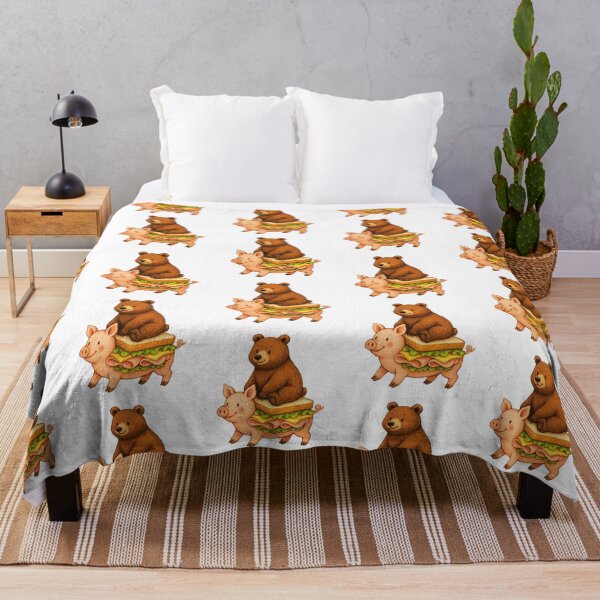 Item preview, Whimsical Brown Bear Sitting on a Pig Sandwich Art designed and sold by TeeARTHY.