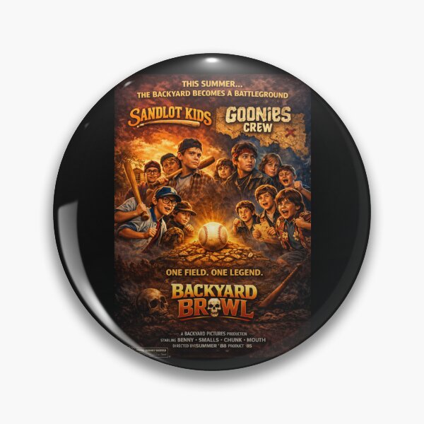 Item preview, Backyard Brawl Movie Poster – Sandlot vs Goonies Mashup Baseball Retro Vintage Design designed and sold by GhostDawgs.