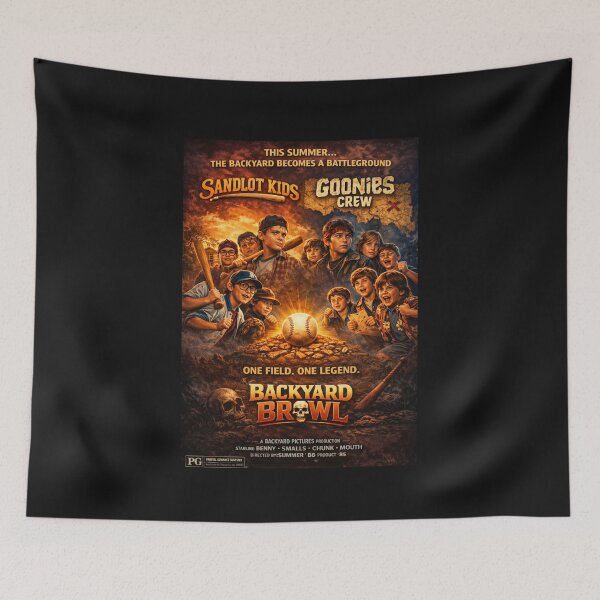 Item preview, Backyard Brawl Movie Poster – Sandlot vs Goonies Mashup Baseball Retro Vintage Design designed and sold by GhostDawgs.