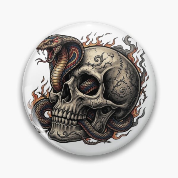 Item preview, Fiery Cobra Strike - Traditional Tattoo Skull Art designed and sold by j0mj0ma.